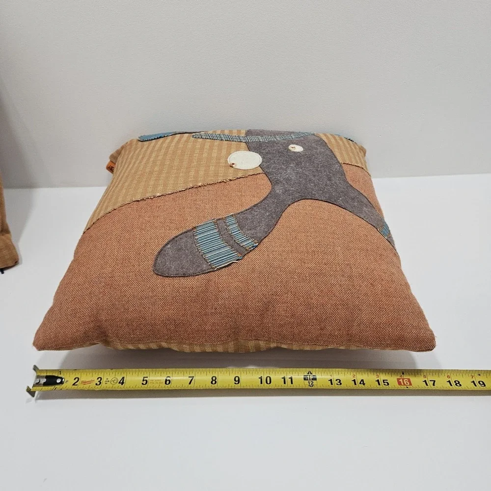 Pair Of Brokesy Artist Abtract Sad Monster Throw Pillows Approx 17